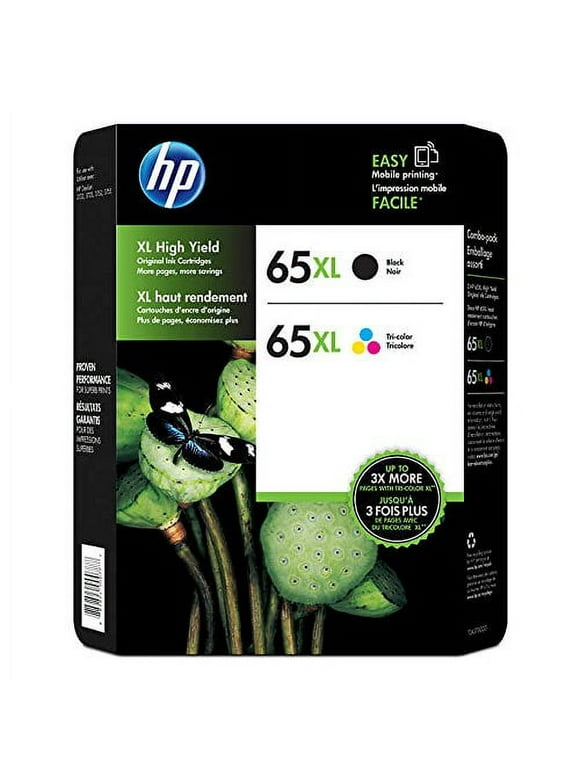 HP 65XL High-Yield Black; Tri-Color Original Ink Cartridge, 2/Pk N9K04AN, N9K03AN