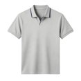 thumbnail image 4 of Men Polos Shirt Short Sleeve V Neck Lapel Vintage T Shirts Causal Loose Fashion Breathable Golf Tees (XL, Gray), 4 of 8