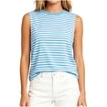 thumbnail image 2 of ClodeEU Women's Striped Crewneck Sleeveless Tank Top with Butterfly Back ,Solid Color Casual Summer Top Light Blue,Women's Plus M, 2 of 7