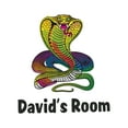 thumbnail image 1 of Personalized Name Animal Wall Decal Colourful Cartoon Snake with its Forked Tongue Out Custom Name Bedroom Wall Decal for boys and girls Snake Themed Kids Room Décor - Size: 36 In x 40 In, 1 of 5