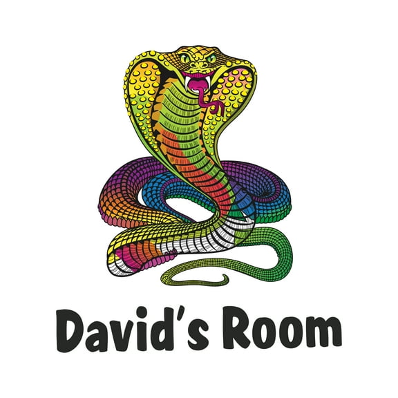 Personalized Name Animal Wall Decal Colourful Cartoon Snake with its Forked Tongue Out Custom Name Bedroom Wall Decal for boys and girls Snake Themed Kids Room Décor - Size: 18 In x 20 In