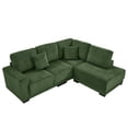 thumbnail image 3 of 93" Sectional Sofa, L Shaped Sofa Couch with Reversible Chaise Lounge, Upholstered Soft Corduroy Couch for Living Room, Apartment (Green), 3 of 11