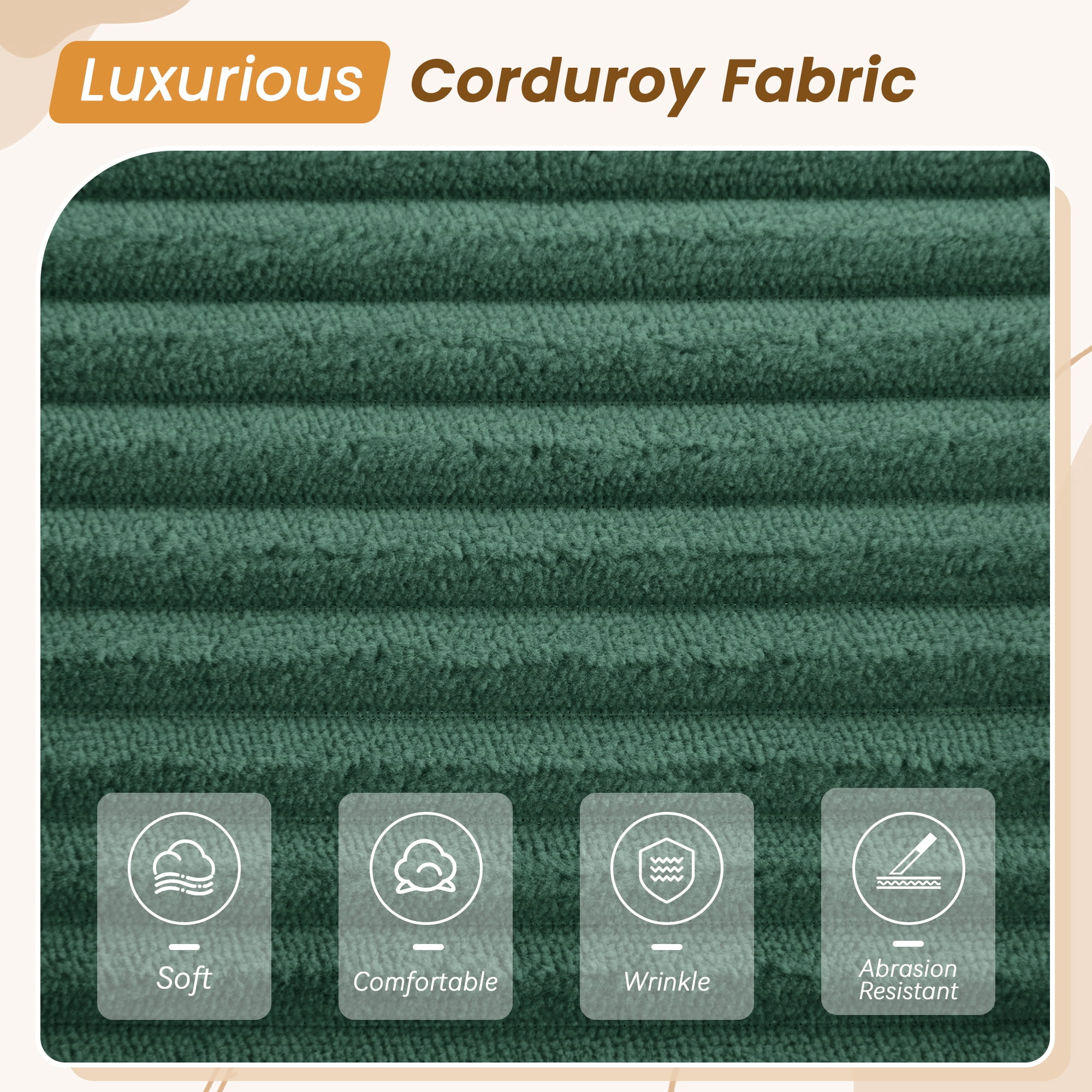 Dinosisco 84"L Deep Seat Sofa, Corduroy Upholstered Sleeper Couch for Living Room, Green