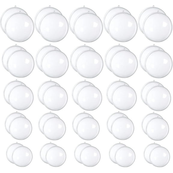 50 Set 100PCS Clear Plastic Fillable Ornaments,Transparent DIY Christmas Fillable Ball,Plastic DIY Fillable Decoration Balls 5 Different Sizes for Christmas Tree,Wedding,Party,Home Decor