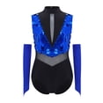 thumbnail image 3 of vastwit Girls Big Sequins Gymnastics Leotard with Arm Sleeves Ballroom Modern Tap Dance Outfit for Stage Performance Royal Blue 12, 3 of 7