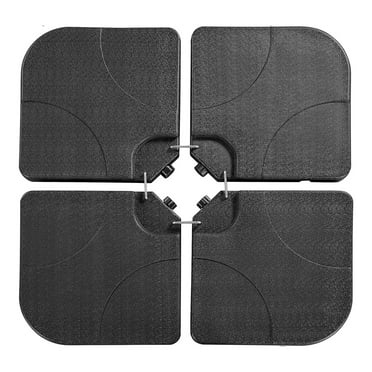 4-Piece Umbrella Base, Outdoor Umbrella Stand, Square Shaped Cantilever Offset Filled with Sand or Water for Backyard, Garden, Poolside, Black