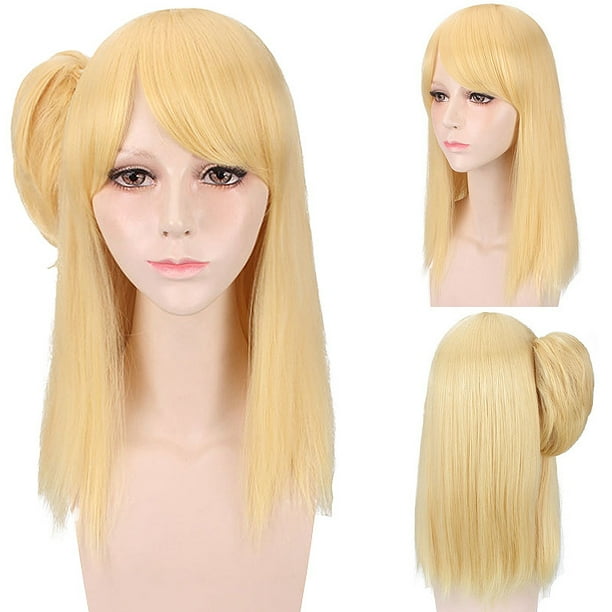 Peluca de cosplay de anime rubia de 45 cm con cola de caballo lateral para mujer