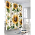 thumbnail image 3 of Shower Curtain Sunflower Bee Shower Curtains for Bathroom, Waterproof Polyester Shower Curtain Set with Hooks, Extra Long 72" x 84" Watercolor Spring Pastoral, 3 of 6