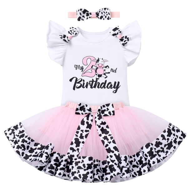 FYMNSI Baby Girl Milk Cow Theme My 2nd Second Birthday Cake Smash