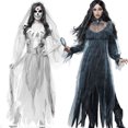 thumbnail image 3 of Guardurnaity Disfraz de esqueleto espeluznante para mujer, disfraz de Halloween, fantasma de terror, cadáver muerto, Zombie, vestido de novia, accesorios de Disfraces de disfraces negro M Guardurnaity FS9139-01, 3 of 6