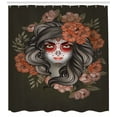 thumbnail image 3 of Ambesonne Gothic Shower Curtain, Calavera Woman, 69"Wx84"L, Army Green Salmon, 3 of 3