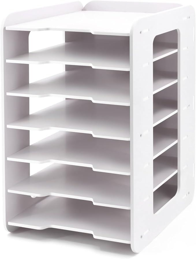 Desk Paper Organizer Rack Paper Storage Organizer for Desk - 7 Tier Paper Sorter Organizer ...