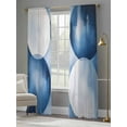 thumbnail image 4 of Abstract Stitching Sheer Curtains 108 Inches Long 2 Panels Blue White Circular Gradient Light Filtering Semi Sheer Window Curtains Drapes for Bedroom Living Room 52"x108", 4 of 7