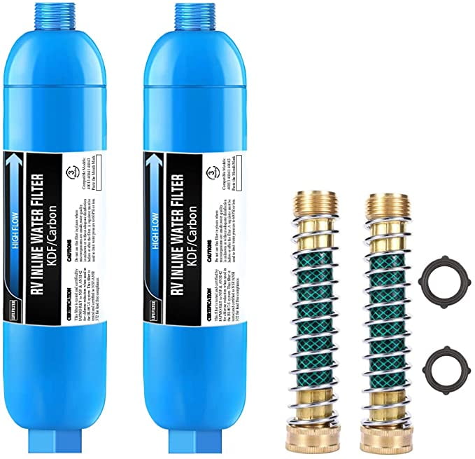 Lifefilter RV Inline Water Filter with 2 Flexible Hose Protector