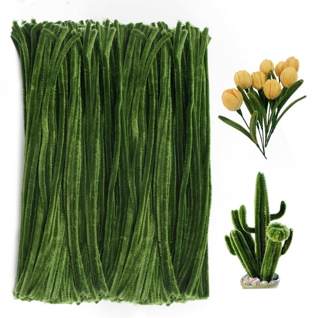 Limpiadores de tuberías con tallos de chenilla de color verde oscuro, limpiadores de tuberías de colores de 12 pulgadas, suministros para manualidades, 200 unidades de limpiadores de tubería
