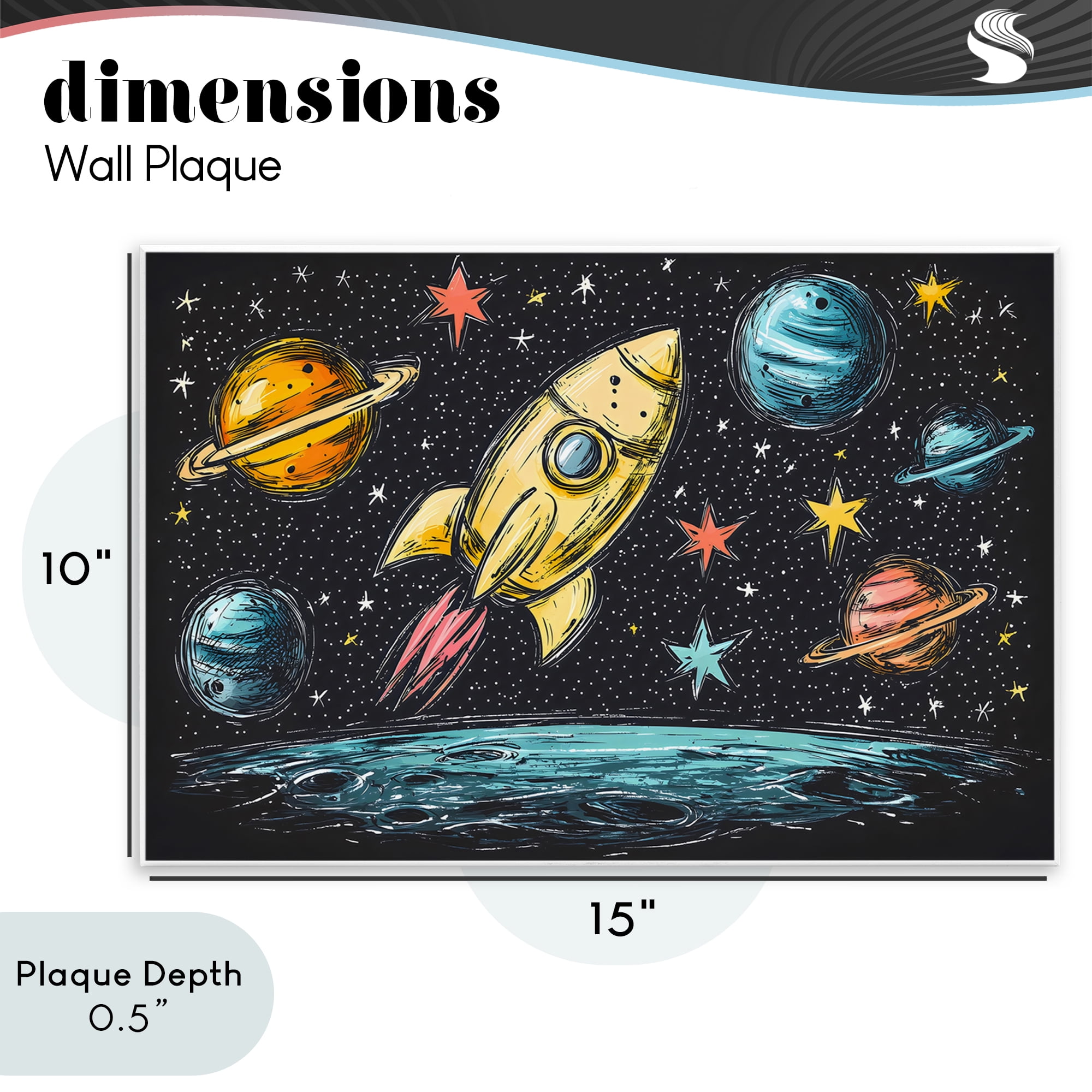 Stupell Industries Whimsical Rocket & Planets Wall Plaque Art, design by Creative Studio