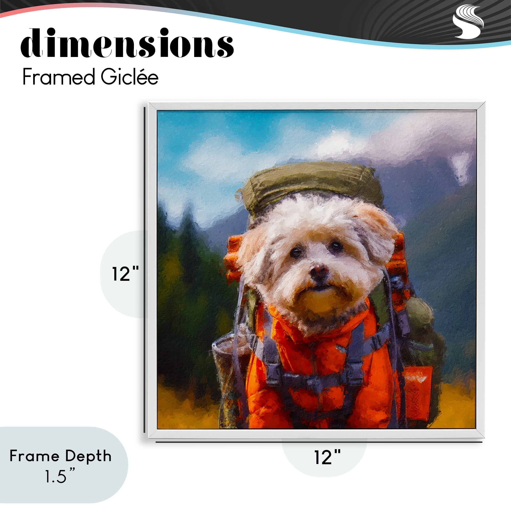 Stupell Industries Adventuring Hiker Dog White Framed Giclee Art, design by Sean Parnell