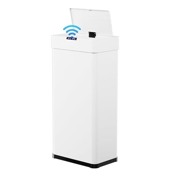 18.5 Gallon Touchless Trash Can, 70L Automatic Sensor Bin, Stainless Steel Garbage Can with Bag Holder & Soft Close Lid for Kitchen, Office, Bedroom (White)