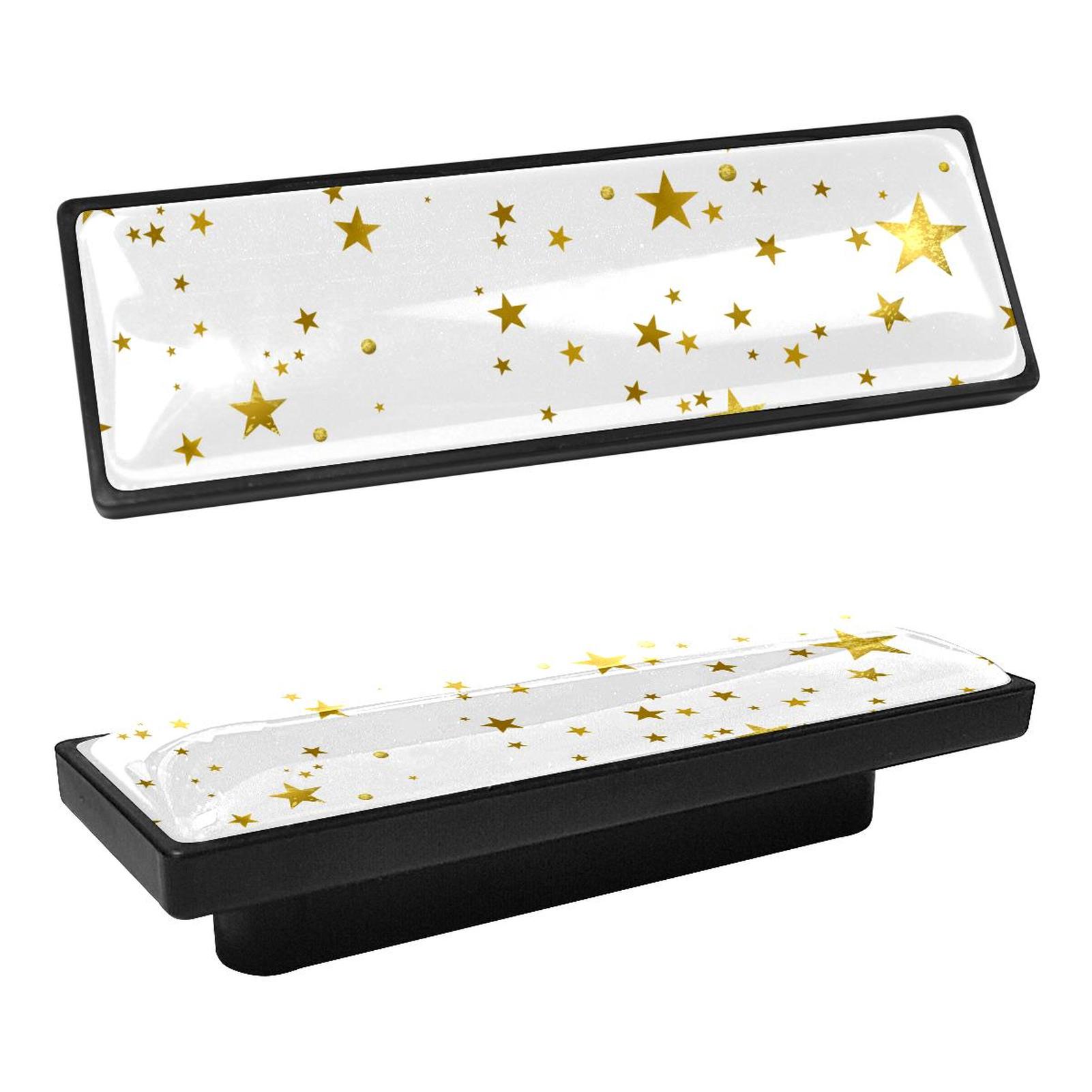 4 Pcs Rectangle Handle Cupboard Knob Drawer Pulls Handle Golden