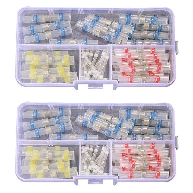 Kit de 100 conectores termorretráctiles para terminales de soldadura, manguitos de soldadura, conectores a tope aislados, cable electrónico