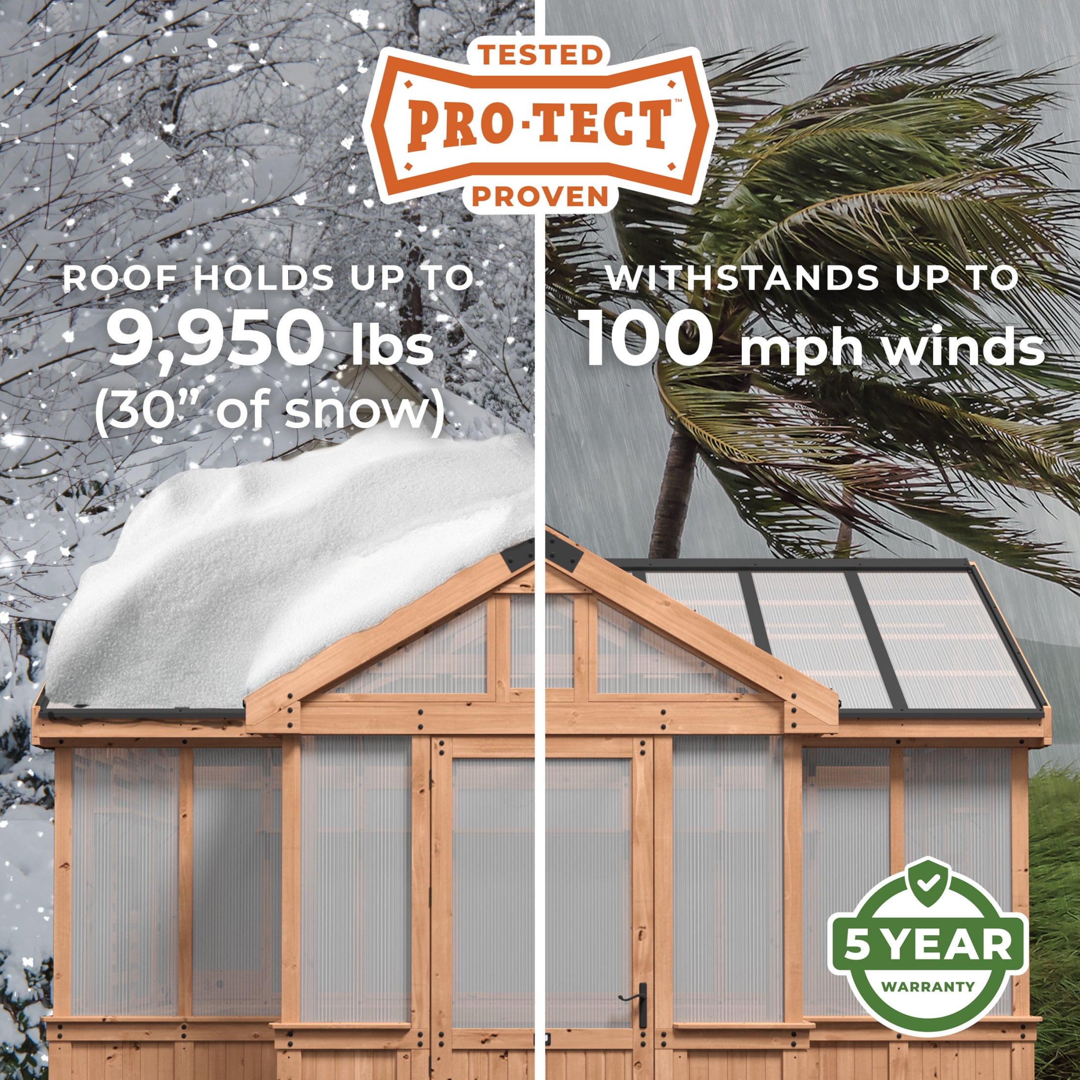 Backyard Discovery Savannah Chalet-Style 14.5' x 12' Cedar and Polycarbonate Greenhouse