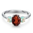 thumbnail image 3 of Gem Stone King 2.00 Ct Oval Red Garnet White Simulated Opal 925 Sterling Silver Ring, 3 of 6