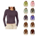 thumbnail image 1 of Hauts à Manches Longues pour Femmes 2026 Printemps à la Mode Y2k T-Shirt Court Col Rond Ajusté, 1 of 2