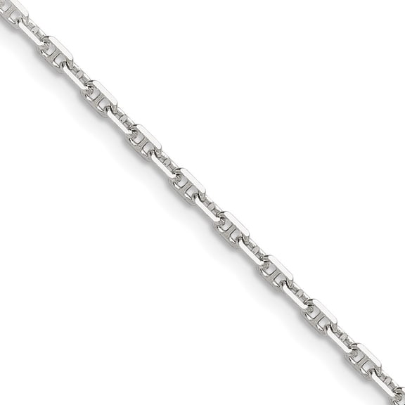 Diamond2Deal 925 Sterling Silver Diamond-Cut 2mm Mariner Link Chain Necklace for Women 16"