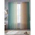 thumbnail image 2 of Gradient Green Sheer Curtains 2 Panels Set Modern Minimalist Brown Green Ocean Beach Sheer Window Curtains Light Filtering Rod Pocket Voile Drapes for Bedroom Living Room 52"X96", 2 of 8