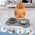 thumbnail image 2 of Comedero doble para perros de acero inoxidable antideslizante de silicona, 2 of 5
