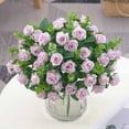thumbnail image 2 of ZOELNIC Rose Flower Bouquet Artificial Flowers Wedding Decoration 11 Heads Silk Flowers Fake Roses Flores Home Decor Bunch, 4PACK Purple, 2 of 6