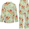 thumbnail image 6 of Top-kevin Womens Pajamas Set Croissant Pancake Strawberry Soft Long Sleeve Sleepwear Button Down Sets, 6 of 6