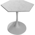 thumbnail image 1 of Table à Manger Ronde Moderne avec Plateau en Marbre Blanc Imprimé, Base en Métal, Table d'Appoint (Marbre Blanc + Hexagonal), 1 of 8