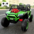 thumbnail image 3 of Joyracer 4WD 24V Ride on Toys for Kids with Remote Control, 2 Seater Electric Vehicle with Bluetooth Music, Storage, Green, 3 of 12
