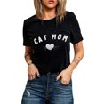 thumbnail image 3 of ABPHQTO Camiseta con estampado de corazón de mamá de gato negro para mujer, 3 of 4