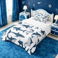 thumbnail image 2 of meiyoeat Cute Ocean Shark Twin Comforter Sets For Boys,Marine Animal Bedding Set For Kids,Reversible,2-Piece, 2 of 7