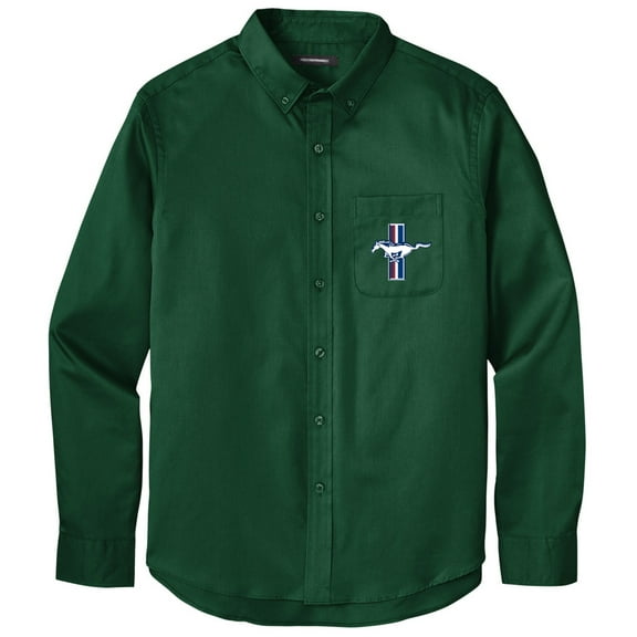 Men's FORD MUSTANG LEGEND LIVES GT CREST Twill Shirt with Pocket, XL Dark Green