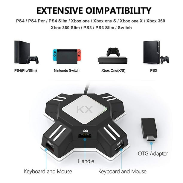 Adaptateur clavier et souris YUNDAP, adaptateur de convertisseur de clavier  et souris portable pour PC/Nintendo Switch/PS4/Xbox One casque 