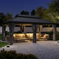 thumbnail image 6 of Clouddwell 12' x 20' Gazebo for Patio, Gazebo Pergola with Sloped Roof, Large Wall-Mounted Heavy Duty Awnings, for Deck, Patio and Backyard,Gray, 6 of 7