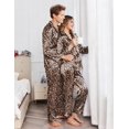 thumbnail image 5 of Ekouaer Couples Matching Pajamas Silk Long Sleeve Sleepwear Satin Soft Button Down Loungewear Pjs Set, 5 of 6