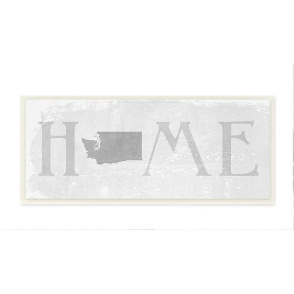 Stupell Industries Washington Home State Map Grey Neutral Textured Word Design Wall Plaque Art by Daphne Polselli