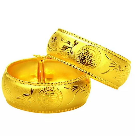HOOUN Married Dragon and Phoenix 24K Thai Baht Yellow Gold Plated Bracelet 6.1 mm"/1pc