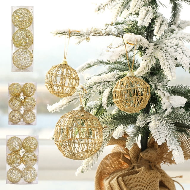 Adornos Navideños de Bolas Doradas de Hierro Forjado | Decoración Navideña | para Colgar | 1 Unidad | 17 X 11 X 6 Cm | Coloridos | Hierro Forjado | Ideales para El Árbol de Navidad | 70 G