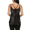 thumbnail image 4 of RYRJJ Women's Sequin Tank Top Sparkle Scoop Neck Summer Sleeveless Cami Vest Strappy Glitter Cocktail Club Party Tops Black XL, 4 of 8