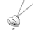 thumbnail image 3 of Collar de urna para cenizas, joyería de urna, Forever in My Heart, colgante conmemorativo impermeable de acero inoxidable tallado para mamá y papá, 2 uds., 3 of 4