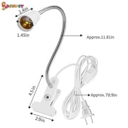 Spencer E27 Bulb 2 Head Clip-On Cable Desk Lamp Holder Flexible Gooseneck Book Lights Stand Clamp Lamp Socket for Home Plants Grow Reptiles Aquarium (Black)