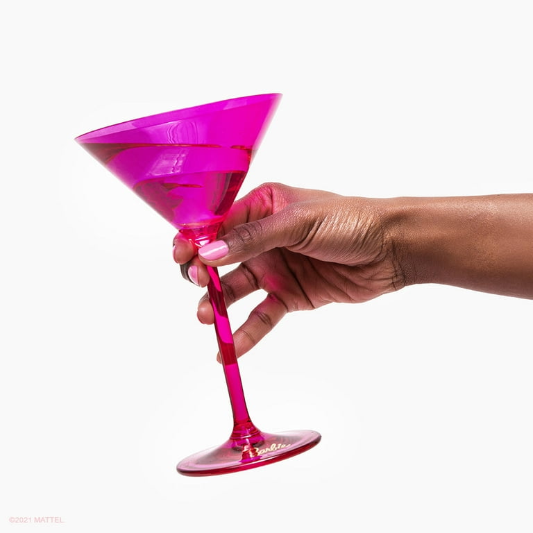 Barbie x Dragon Glassware Martini Glasses, Pink and Magenta Crystal Glass,  As Seen in Barbie The Movie, Large Cosmopolitan and Cocktail Barware, 8 oz