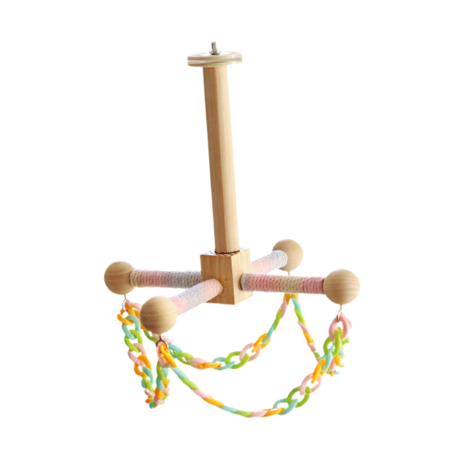 Bvdfgk Enrichment Cockatiel Toy Bird Stand Perch Toy Fun with Swing Rotating Parrot Toy