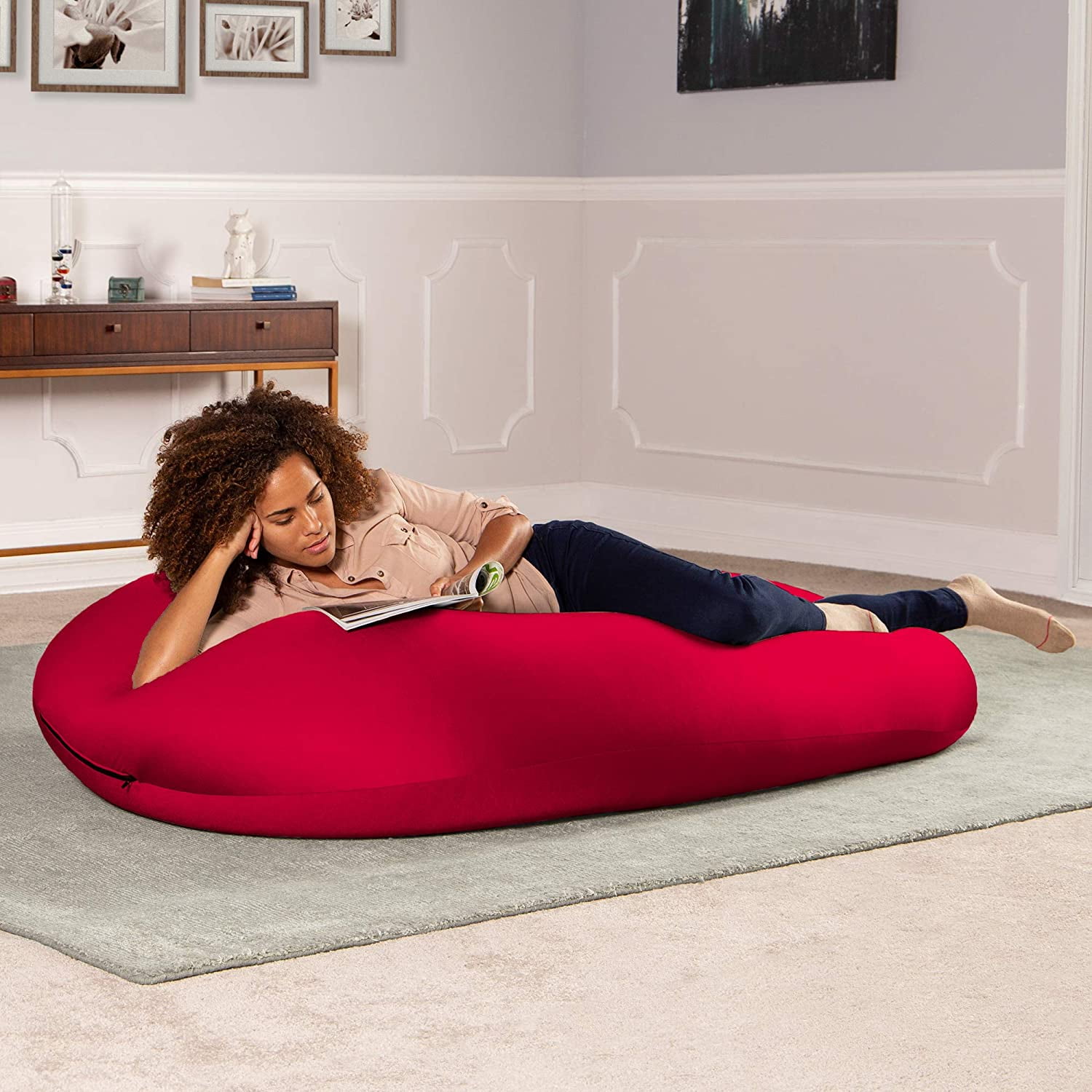 Jaxx Nimbus Spandex Bean Bag Chair for Adults-Furniture for Rec, Family Rooms and More, Large, Cardinal