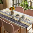 thumbnail image 3 of Yellow Grey Geometric Table Cloths for 5 Foot Rectangle Tables, Boho Vintage Country Flowers Leaves Patio Waterproof Elastic Fitted Tablecloths, Washable Rectangular Table Cover for Camping, 3 of 8